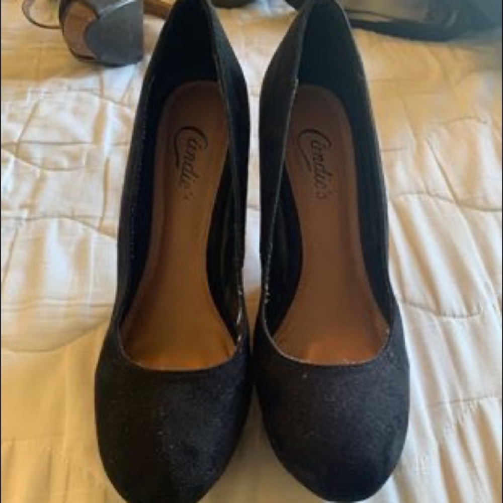 Black suede wedges